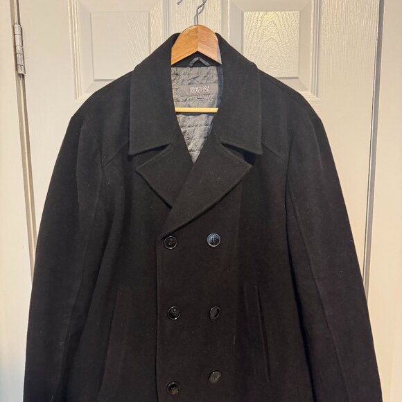 Kenneth Cole Reaction Black Wool Blend Peacoat – Size Large - Picture 1 of 2